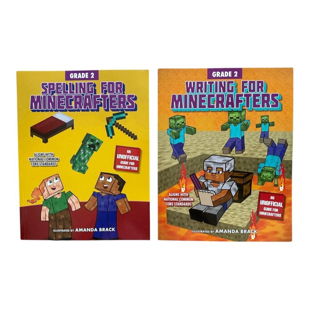 Grade 2 Writing For Minecrafters & Spelling For Minecrafters Lot Of 2 Workbooks